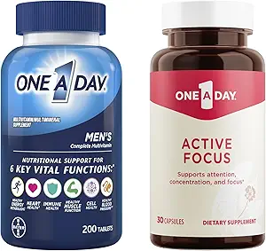 One A Day Bundle - One A Day Multivitamin for Men 200 Count Tablets και One A Day Active Focus Supplement, 30 Κάψουλες