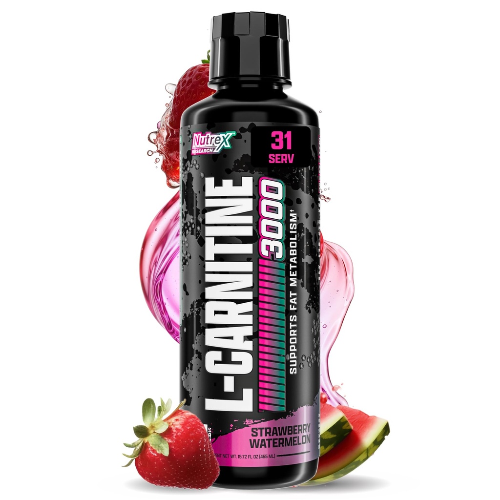 Nutrex Research Liquid Carnitine 3000 | (Strawberry Watermelon) | Premium L Carnitine Liquid, Stimulant Free 31 Servisler
