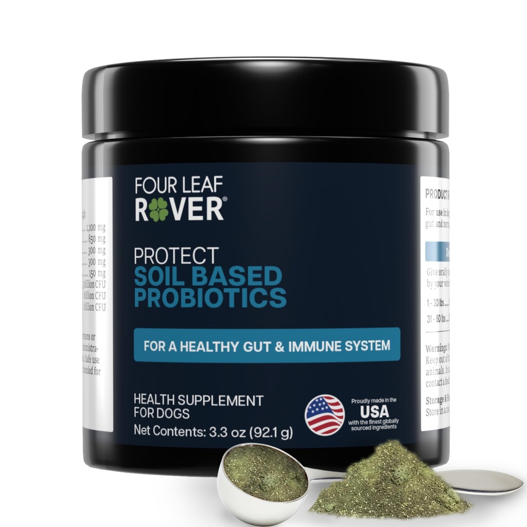 Four Leaf Rover Koruma - Köpekler için Probiyotikler - Veterinarian Formulated - Doğal Prebiyotikler ve Antioksiler - Detoxification & Gut Health - 30 Day Large Dog Supply