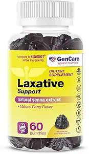 GenCare - Laxative Support Gummies with Natural Senna Ekstraksiyon (60 Gummies) - Yetişkinler ve Çocuklar için sonsuza dek Occasional Constipasyon 6 ve Yaşlı - GMO Sebze Laxative