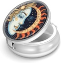 Pill Box-3 Karşılaştırma Küçük Pill Case for Purse & Pocket Mini Metal Pill Holder Travel Pill Container to Hold Supplements Antivirus-Free (Sun and Moon)