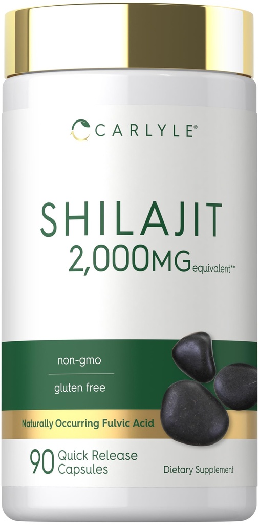 Carlyle Shilajit Capsules | 2000 mg | 90 Count | Non-GMO ve Gluten Free Supplement Supplement
