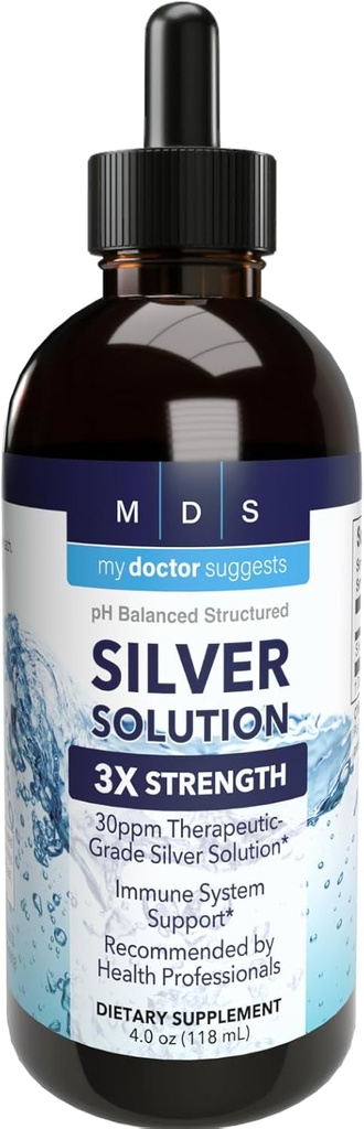 alkalin Structured Silver Liquid 30ppm - Gelişmiş Immune Support Liquid Drops - Ekstra Güçlü Koloidal Gümüş Mineral Supplements - ABD'de Made in USA (4 oz)