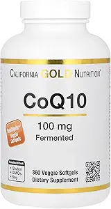 California Gold Beslenme CoQ10 100 mg, Coenzyme Q10 Ubiquinone USP, Supports Mitochondrial Function, 360 Veggie Softgels