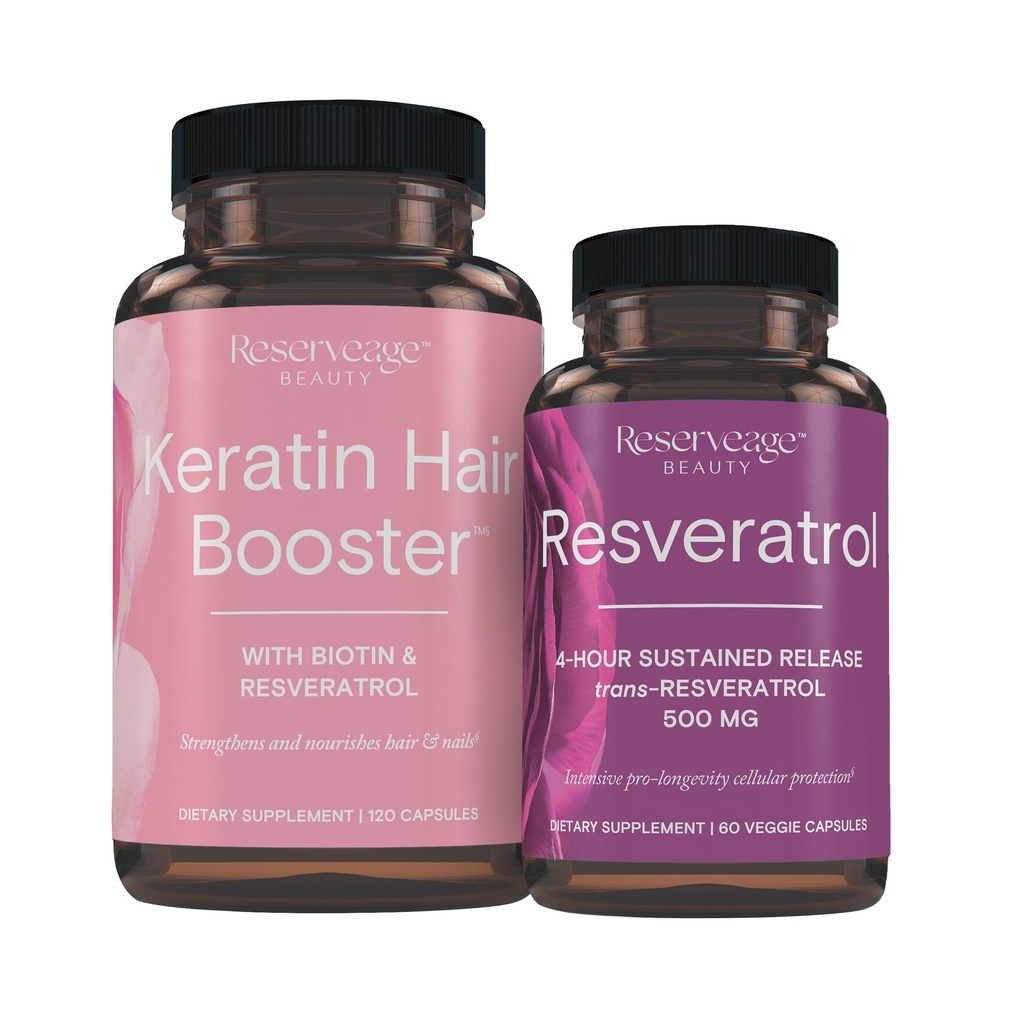 Biotin & Resveratrol, Saç ve Nail Büyüme Tamamı, 120 Capsules (60 Hizmet) & Resveratrol 500 mg, Sağlıklı Ağlama ve Immune System