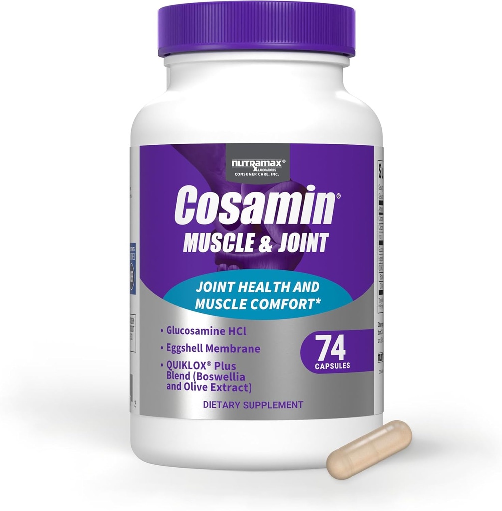 Nutramax Cosamin® Muscle & Joint, Works to Decrease Cartilage Breakdown, Protects Joints, and Reduces Muscle Soreness, 74 Capsules