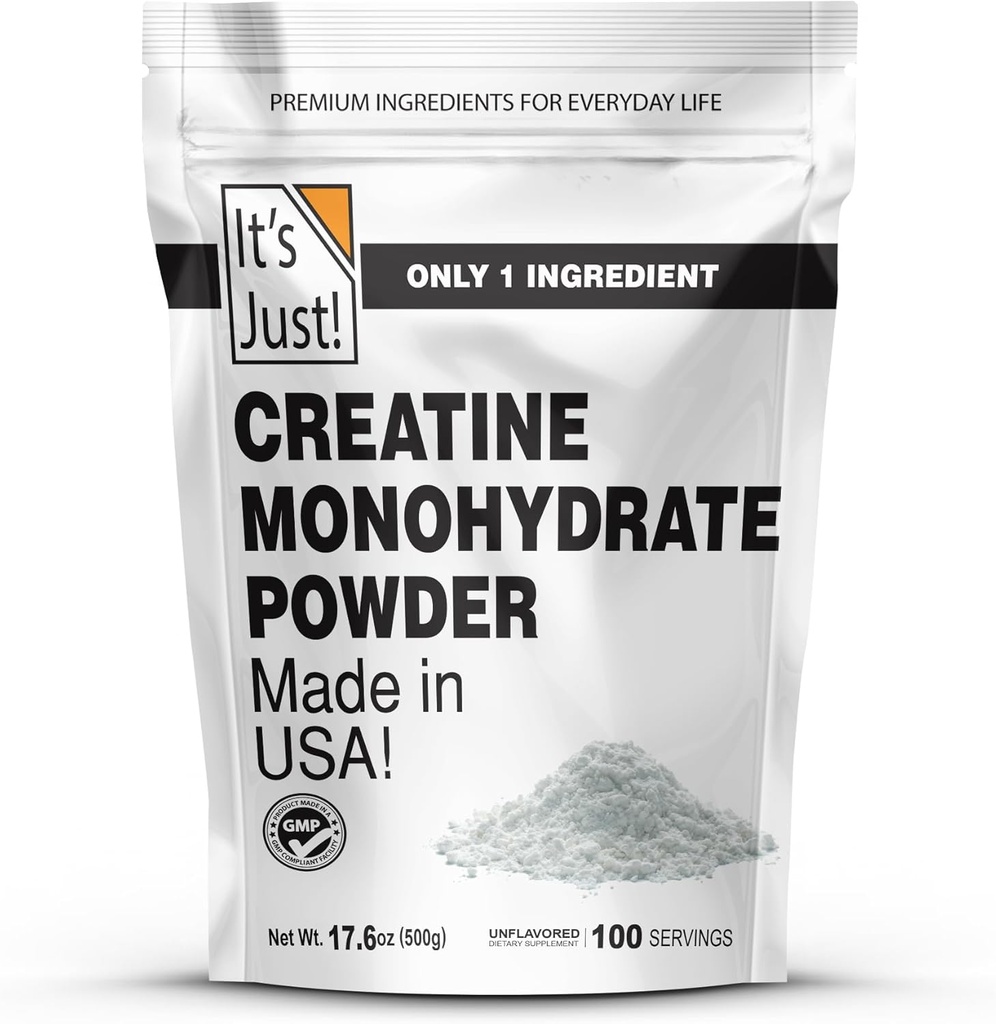 Είναι απλά! - Creatine Monohydrate Powder, Pure Creatine Powder, Made in USA, 3rd Party Lab Tested, 5g Per Serving, Scoop included, No Fillers, No Added Flavor (Άγευστη, 500g / 100 Servings)