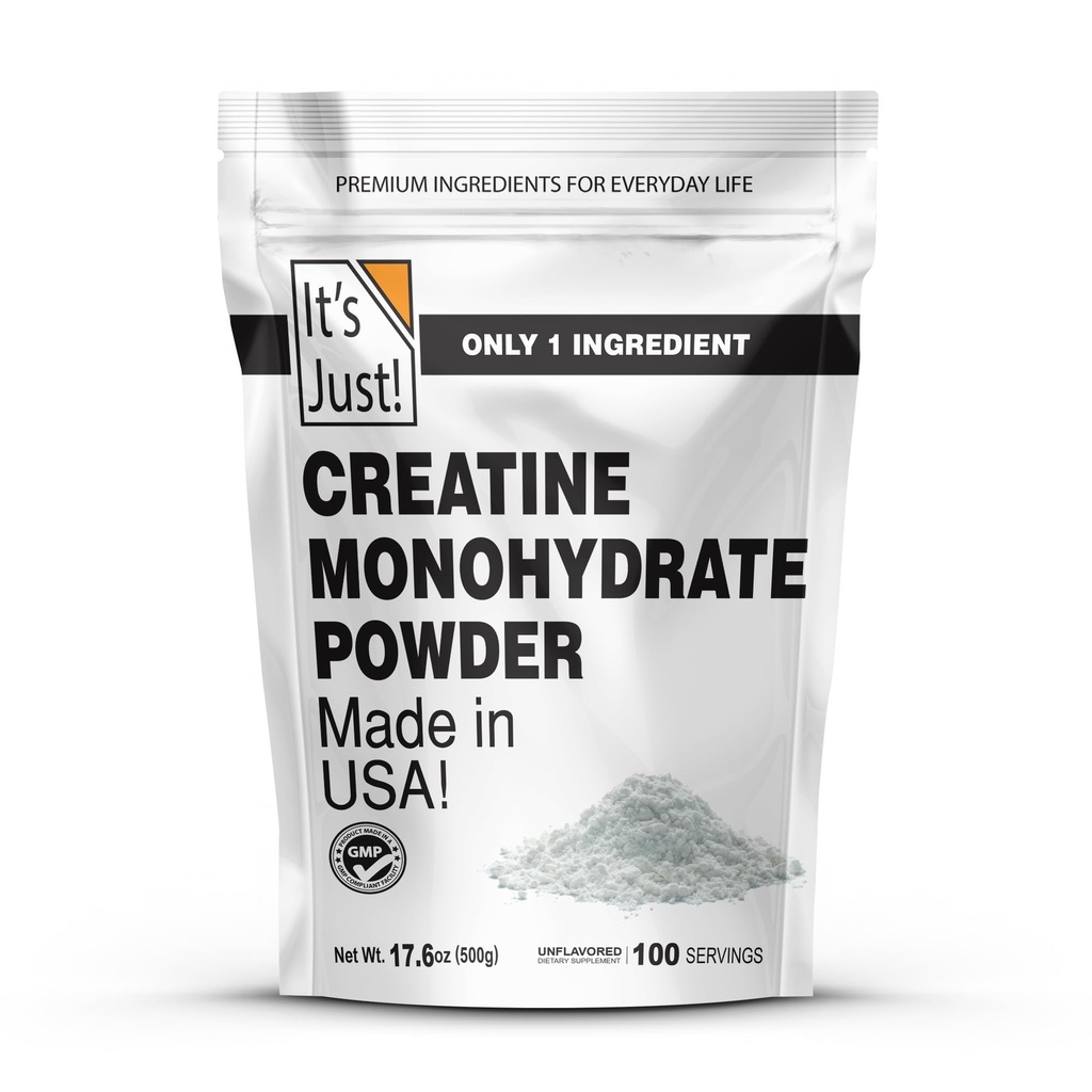 Sadece! - Tinatine Monohidrat Toz, Tina Puretine Toz, ABD'de Made in USA, 3rd Parti Lab Tested, 5g Per Service, Scoop Dahil, No Fillers, No Add Flavor (Unflavored, 500g / 100 Hizmet)