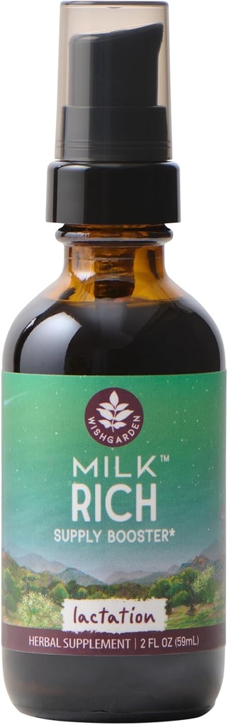 WishGarden Herbs Milk Rich with Goats Rue and Fenugreek - Herbal Lactation Support Supplement, Breast Milk Supply Boost and Breastfeeding Supplement to Increase Milk Flow Quality and Production, 2oz