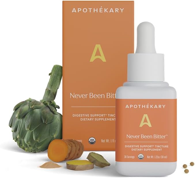 Apothékary Never Been Bitter, Herbal Bitters Herbal Liquid Drops, Bloat & Gut Support, Digestion, Sugar Free, Gluten Free, Vegan, 30 Hizmet - 1.22oz