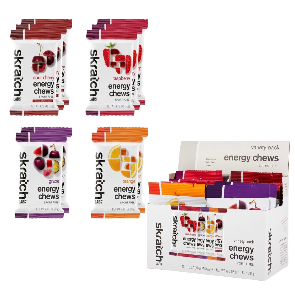 Skratch Labs Energy Chews | Gummies for Run, Bisiklet, ve Spor Preformance | Gel Alternatif | Çeşitli Paket (10 Pack) | Gluten Free, Vegan
