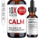 10X Health Calm L Theanine Supplement Liquid Drops - 100 mg L'Theanine Drops & 100 mg GABA Supplements to Support Nerves, Calm & Stress - Natural Flavor 2.03 Fl oz.
