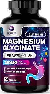 Magnezyum Glycinate Chelated for Max Abors - Supports Bone, Muscle, Nerves & Heart Health, Nature's Sleep and Stress Support, Best Magnezyum Supplement Pills for Whole Body Support - 120 Tabletler