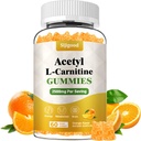 Acetyl L-Carnitine Supplement, Natural Nutrition Supplement for Boost Energy, Immunity, Vegan, Orange Flavor, 60 Kont