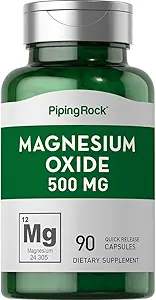 Piping Rock Magnezyum 500 mg Capsules | 90 Count | Non-GMO, Gluten Free Supplement