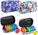 Serfeymi Weekly Travel Pill Organizer 2 Times A Day AM PM Rainbow Pill Box 7 Day with lips Blood Pill Case, Medicine Organizer for Pills, Vitamins, Fish Oils - Mor 01+ Bloom 01