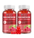 Μαγνήσιο Gummies 600mg ανά σερβίροντας-μαγνήσιο Γλυκινικό 400mg και μαγνήσιο Malate 200mg, χωρίς ζάχαρη συμπλήρωμα μαγνησίου Κάλιο για την ήρεμη διάθεση, τους μυς, τα οστά & την ενεργειακή υποστήριξη,120 Raspberry Gummies
