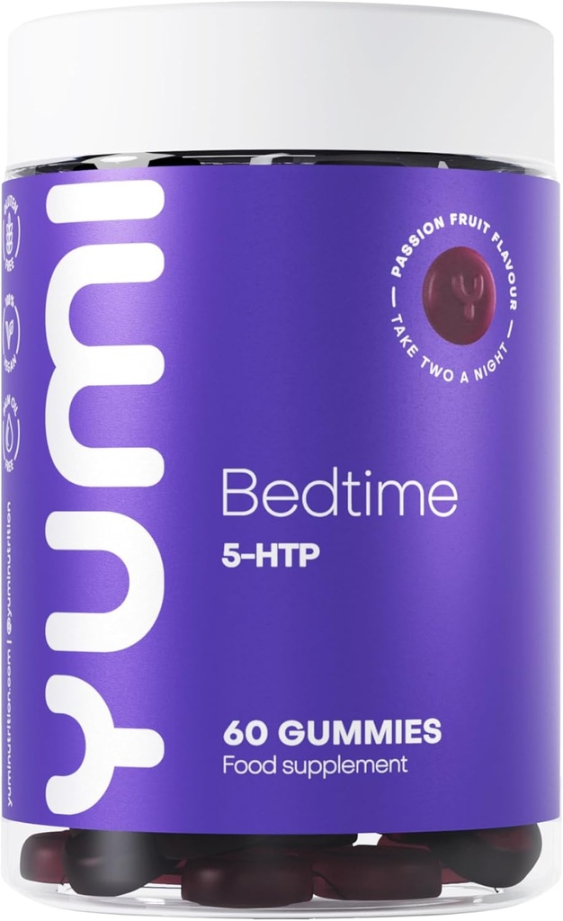 Premium 5-HTP Bedtime Gummies - 100mg Per | Non-GMO, Gluten-Free, Vegan-Friendly | Passion Fruit Flavor | 60 Gummies