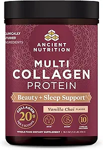 Eski Beslenme Kolajn Toz Protein, Multi Collagen protein Beauty + C vitamini, Vanilla Chai, Hydrolyzed Collagen, Destekleri Skin ve Nails, Sleep, 16.1oz