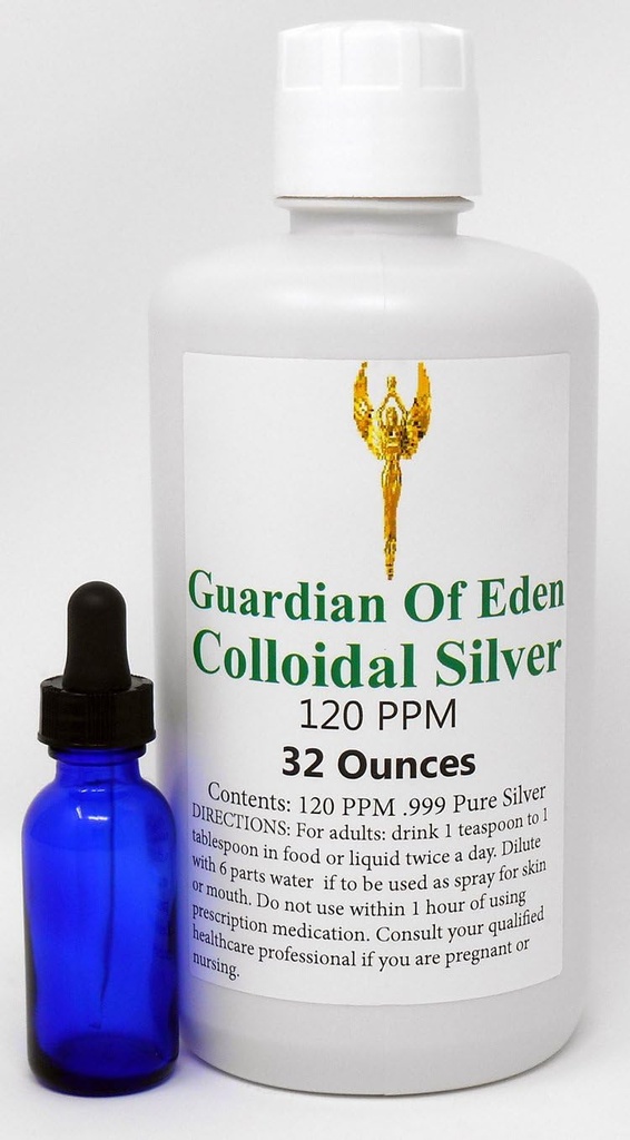 Lab Tested Certified 120ppm Tempd Pure Colloidal Silver Tarafından GOE (1 Quart) Free Dropper Şişe ile. Lab Raporu belgelendi.