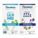Himalaya Merhaba Calm Rahatlama, Focus ve Concentration & Hello ZZZs with Melatonin for Sleep Support, 60 Capsules Every - Schen