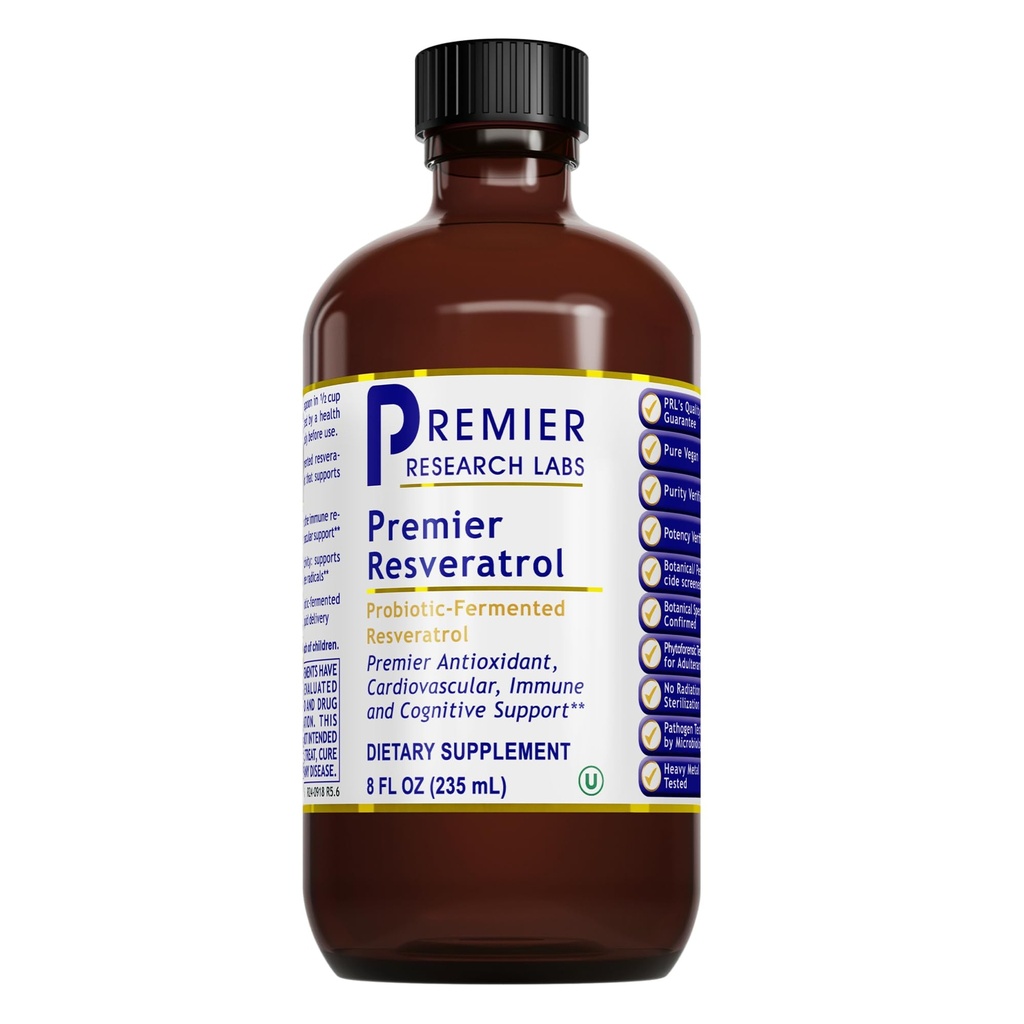 Premier Research Labs Resveratrol - Resveratrol Sıvı Tamam, Trans Resveratrol, Kalp Sağlığı ve Kan Akışı için Antioksi Desteği, Aging Support, 180 mg Per Teaspoon - 8 Fl Oz