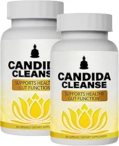 CandiFresh Candida Cleanse - Gut & Colon Support, Natural Herbal Formula, Oregano Leaf, Wormwood, Black Walnut, Caprylic Acid-1, 60 Capsules (2)