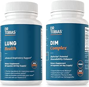 Dr. Tobias Lung Health & DIM Complex Supports Lung Cleanse & Detox Formula, Estrogen Detox & Balance Complex, for Men & Women, Non-GMOMO