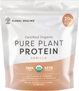 Global Healing Vegan Vanilla, Plant Based Protein Toz for Women & Men, Organic, Mealchange (20 Hizmet, Protein 20g)
