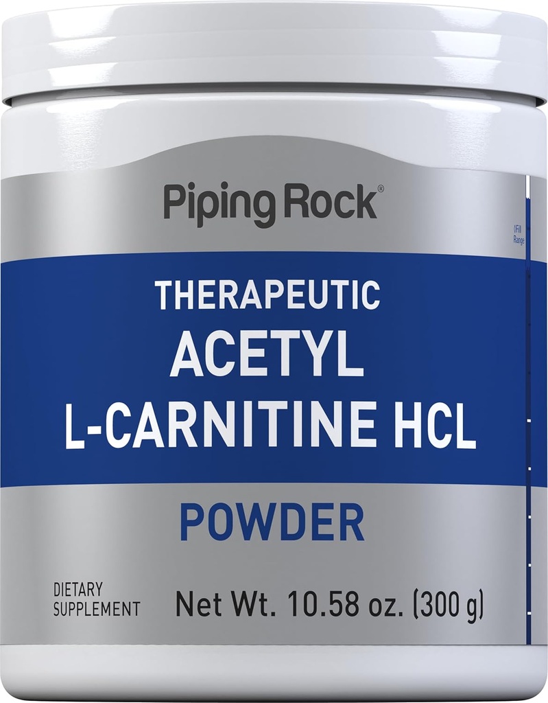 Piping Rock Acetyl L-Carnitine Toz | 300g | ALCAR HCL Supplement | Non-GMO, Gluten Free
