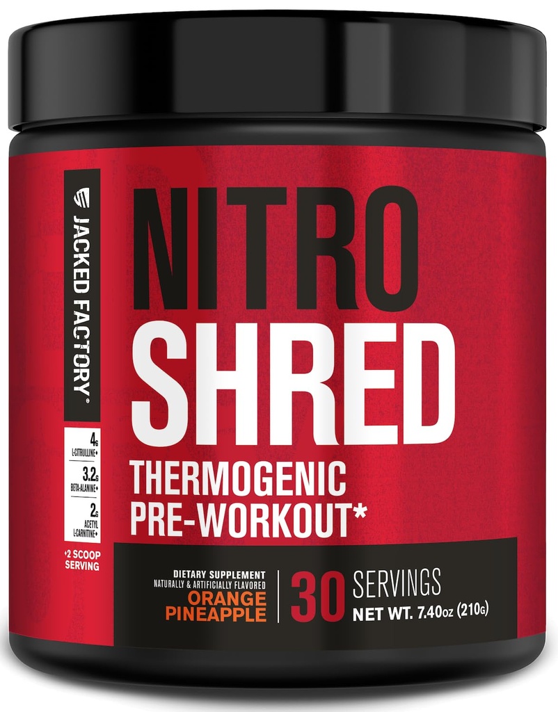 Jacked Factory NITROSURGE Sed Pre Workout Supplement - Energy Branson, Instant Strength Gains, Sharp Focus, Güçlü Pumps - Nitrik Çimento ATM & PreWorkout Toz - 30Sv, Orange Pineapple