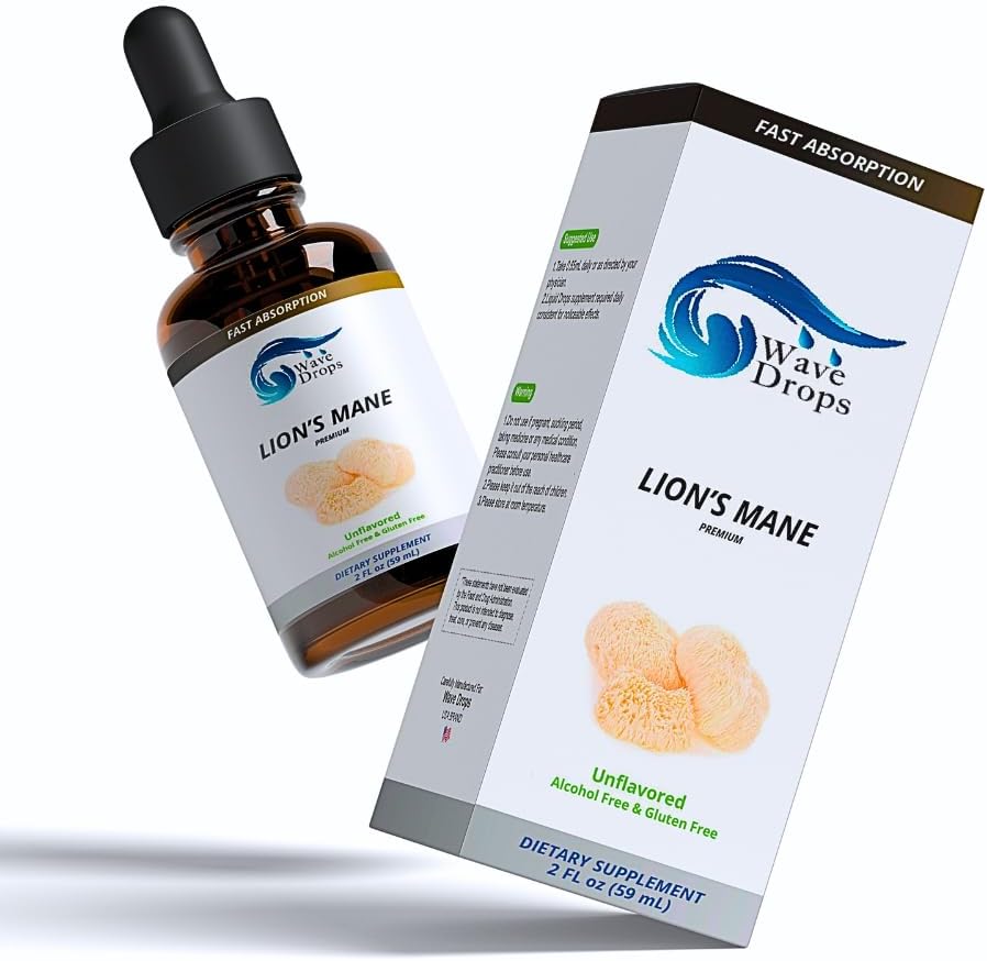 Lion's Mane Liquid Drops Lions Mane Supplement for | Focus | Bilişsel | Nootropic Brain Support | 3 Ay Supply Liquid Herbal | Non-GMO | Vegan | 2 Fl Oz