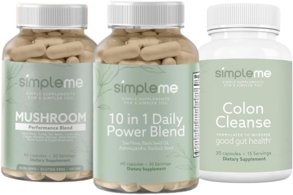 SIMPLEME Sea Moss Κάψουλες 10 σε 1 Power Blend και Colon Cleanse Detox και Multi-Mushroom Supplement Bundle για τη βελτίωση της ανοσοποιητικής υγείας
