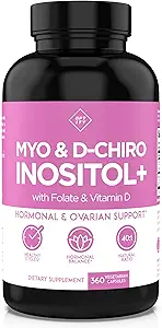 Kadınlar için Optify Inositol Supplement - 90-Day Supply – Myo-Inositol ve D-Chiro Inositol ile Folate ve Vitamin D - 40:1 - Hormon Denge & Ovarian Desteği - 360 Capsules