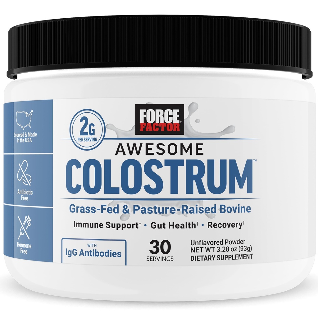 FORCE FACTOR, Gut Health, Immune Function, Recovery, & More, Bovine Colostrum Supplement, Pasture-Raized, Grass Fed, Hormon Free, Doğal Unflavored, 30 Hizmetler