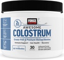 FORCE FACTOR Awesome Colostrum to Support Gut Health, Immune Function, Recovery, & More, Bovine Colostrum Supplement, Pasture-Raized, Grass Fed, Hormone Free, Φυσικά Χωρίς γεύση, 30 Υπηρεσίες
