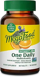 MegaFood Women's 40+ One Daily Multivitamin for Women - with Vitamin B12, B6, C, D, çinko & Iron - Plus Real Food - Immune Support - Bone Health - Non-GMO - Vegetarian - 90 Tabs