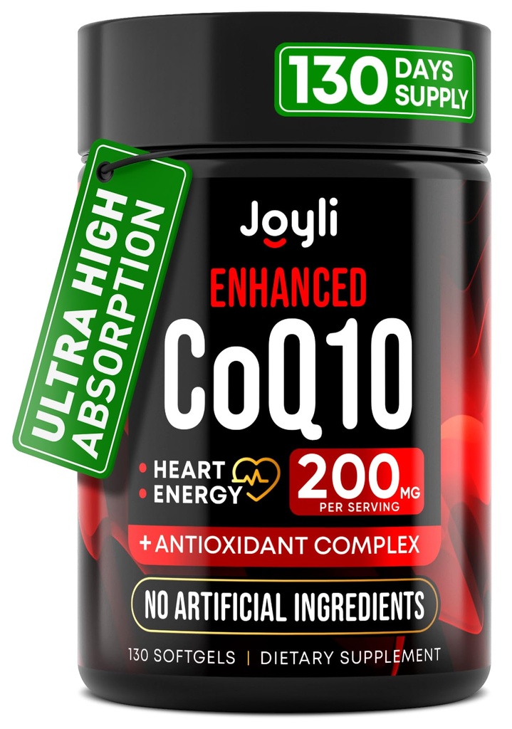 Υψηλή απορρόφηση CoQ10 200MG - Co Q10, 200mg Softgels για την καρδιακή υγεία & την παραγωγή ενέργειας - Enhanced Co Q 10 συμπλήρωμα με αντιοξειδωτικά και λιναρέλαιο - CoQ10 200 mg ανά υπηρεσία