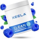 XEELA Pre Workout Powder - Καθαρή & Ελεγμένη - Jitter Free, Ασφαλής, και Φυσική - Αύξηση Θερμογόνο Ενέργεια, Εστίαση, και Αντοχή w/Δημιουργία, Βιολογική καφεΐνη, και Φυτική Citrulline (Blue Raspberry)