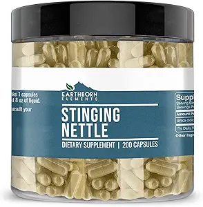Earthborn Elements Sting Nettle Leaf 200 Capsules, Pure & Undiled, No Wordss