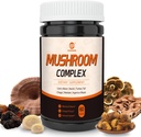 Mushroom Supplement Kompleksi, Lions Mane, Reishi, Türkiye Tail, Chaga, Maitake, Agaricus, 6 Yüksek Kuvvetli Organik Mushroom for Energy, Focus, Memory & Immune System Support