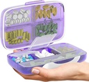 Travel Pill Organizer - Airtight Ιατρική περίπτωση για τα ταξίδια Φορητό κουτί φαρμακείο με ετικέτες Vitamin Container 8 συμπλήρωμα διαμέρισμα Κάτοχος φαρμακευτικής αγωγής Μεγάλη χωρητικότητα καθημερινά (Purple)
