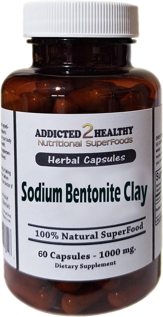 Gıda Grade sodyum Bentonite Clay Toz Capsules (1000 mg) 60 Addicted 2 Sağlıklı