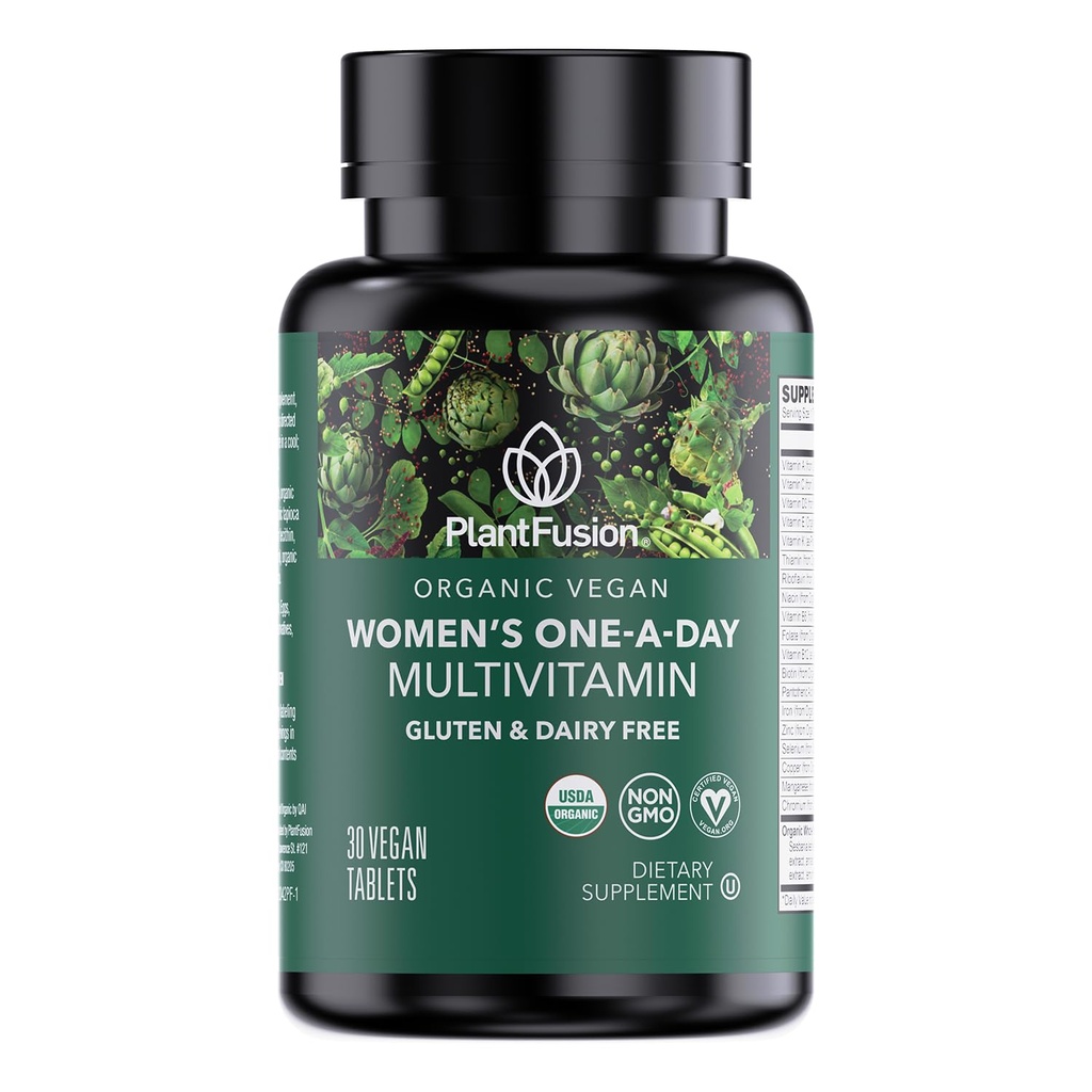 PlantFusion Organic Multivitamin for Women - One Daily Whole Food Mix Women's Multivitamin - Vegan, Non-GMO, Gluten Free & Dairy Free - 30 Tabletler (1 Ay Supply)