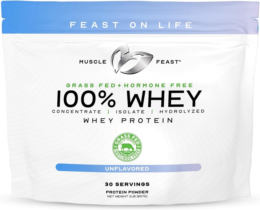 Kasbah 100% Grass Fed Whey Protein Tozu, Tüm Doğal Hormonlar Ücretsiz Paure Kadınlar ve Erkekler için Whey Protein Tozu, Isolate & Hydrolyzed Protein Toz Mix- Unflavored, 2lb