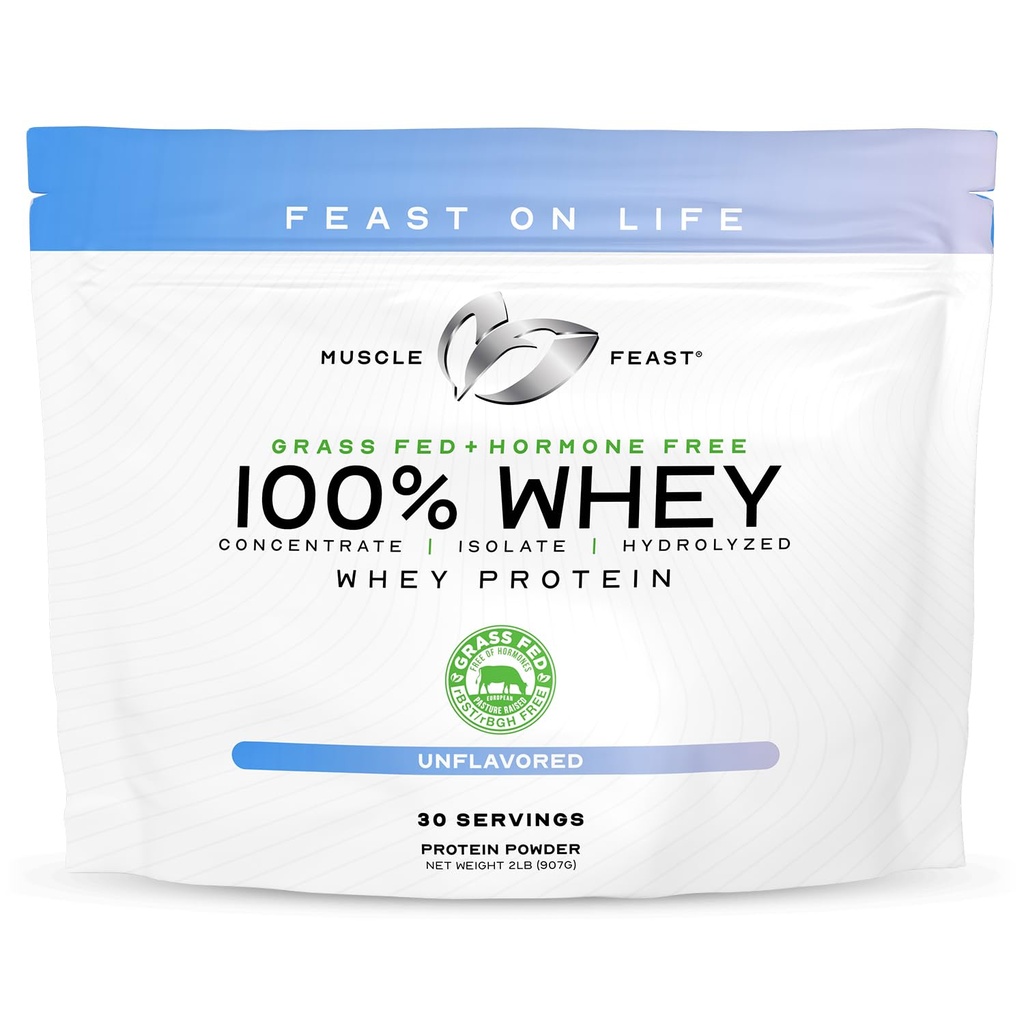 Kasbah 100% Grass Fed Whey Protein Tozu, Tüm Doğal Hormonlar Ücretsiz Paure Kadınlar ve Erkekler için Whey Protein Tozu, Isolate & Hydrolyzed Protein Toz Mix- Unflavored, 2lb