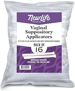Yeni Hayat Doğalları Uygun Plastik Vaginal Suppository Applicators - Fits Most Boric Acid Suppositories, Pills, Tabletler ve Boyut 0 ve 00 Capsules - pH Denge ve Feminine Health - 16