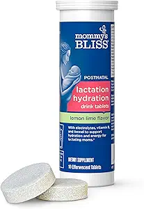 Anne'nin Bliss Lactation Hydration Drink Tabletleri, Lemon Lime Flavor, Electrolytes + B Vitaminleri, 1 Pack (10 Tabletler)