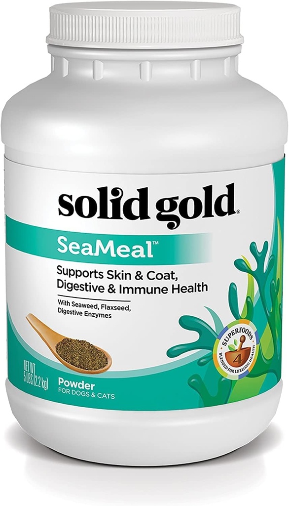 Solid Gold Cat & Dog Multivitamin Toz - Kelp Toz, Omega 3 & Vitamins for Dental, Digestive, Immune, Skin & Coat Health - Multi Vitamin for Dogs & Cats - Cat & Dog Foodmix Supplement - 5lb