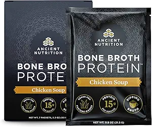 Bone Broth protein Toz Eski Beslenme, Tavuk Soup Packets, Grass-Fed Chicken ve Beef Bone Broth Toz, 15g Protein Pereği, 7 Ct, 7 Ct